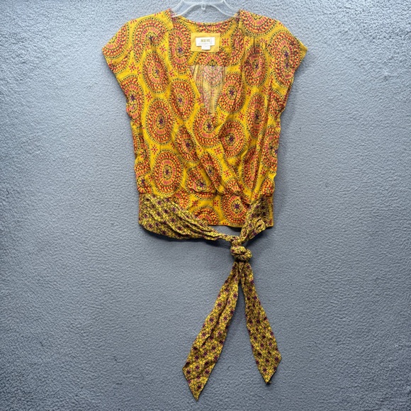 Maeve Tops - Maeve Yellow Paisley Tie-Waist Blouse